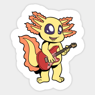 Comic axolotl plays electric guitar Sticker